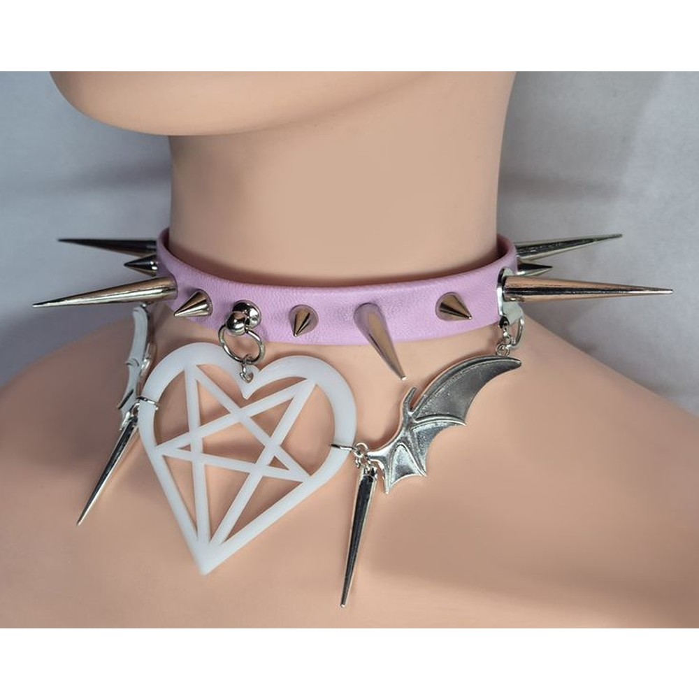 NekoGirl Collars - Hexed in pink handmade Choker - Roze